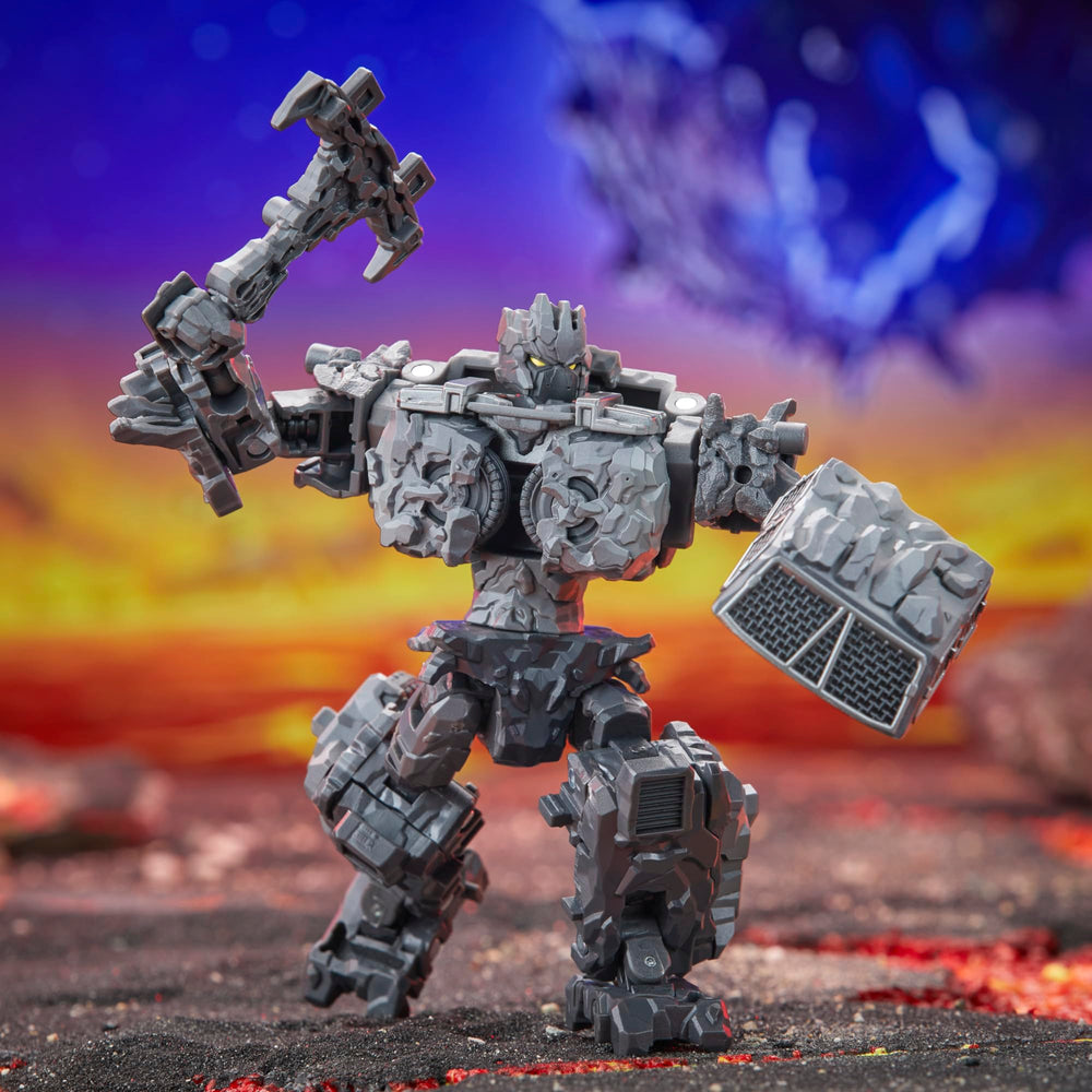 Transformers Magneous packaging highlights rock axe and shield accessories.