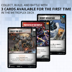 Transformers Metroplex deck image shows 40 battle cards for varied tactics.