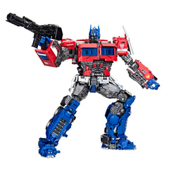 Transformers MPM12 Optimus Prime robot mode with articulation for poseability.