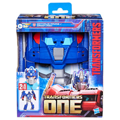 Transformers One Optimus Prime mask mode worn for imaginative adventures.