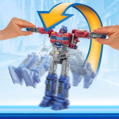 Transformers One Power Flip Ultimate Optimus Prime mode with dramatic height.
