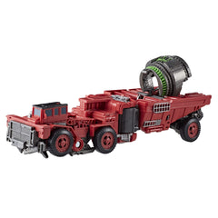 Transformers Overload Leader Class dump truck mode offers sturdy play and display.