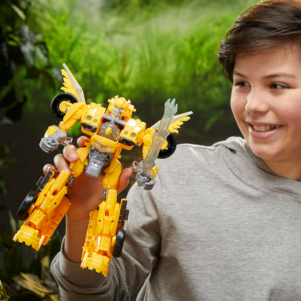Transformers Beast-Mode Bumblebee detailed paint and sculpt reflect movie-inspired design.