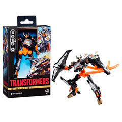 Transformers Age of the Primes Sideways in robot-to-jet mode for display and play.