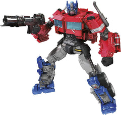 Transformers Studio Series 38 Optimus Prime in robot mode with detailed articulation for dynamic posing.
