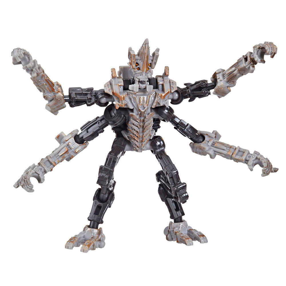 Transformers Studio Series Core Class Terrorcon Freezer weapon mode enhances battle-ready poses.