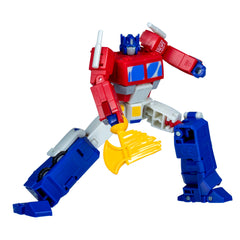 Transformers Studio Series Deluxe Optimus Prime in robot mode with enhanced articulation for posing.