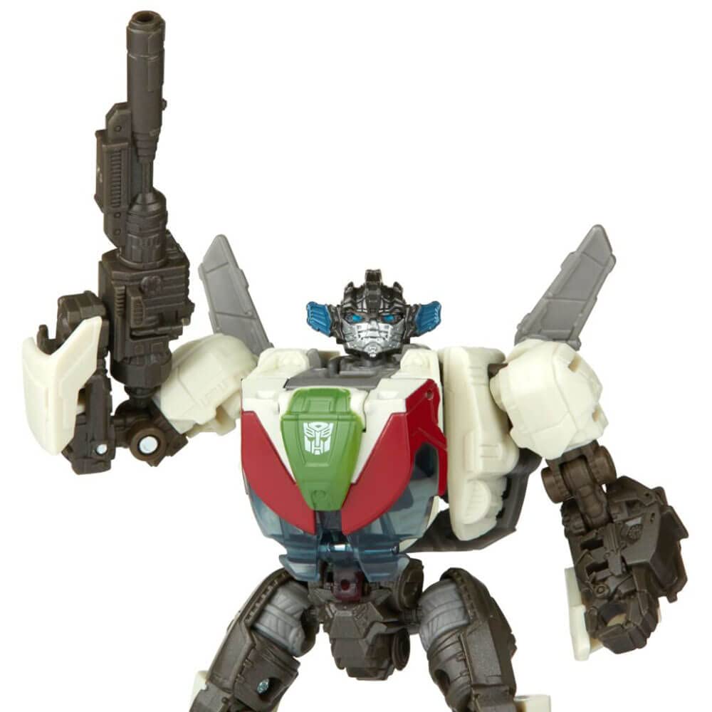 Transformers Studio Series Deluxe Wheeljack deco echoes movie look for collectors.