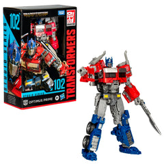 Optimus Prime sword and blaster accessories for dual-mode play and display.