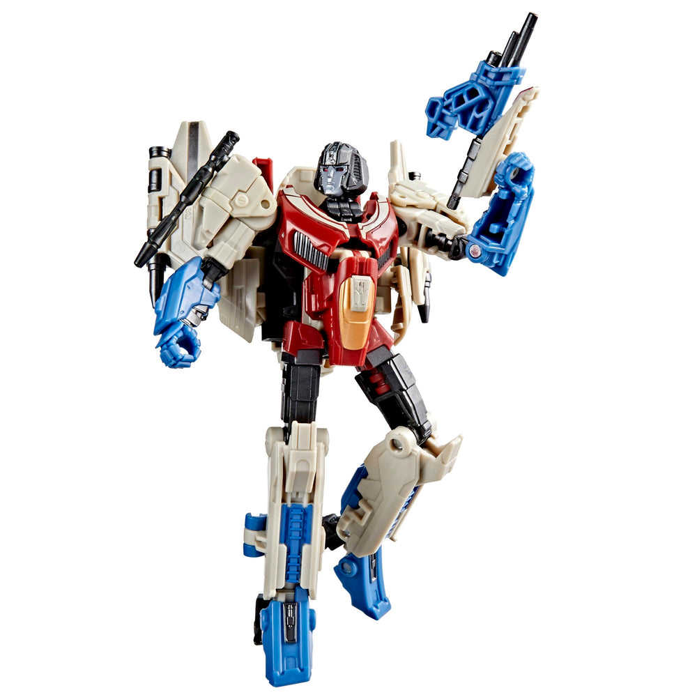 Transformers Studio Series Starscream robot mode figure with poseable joints for dynamic posing.