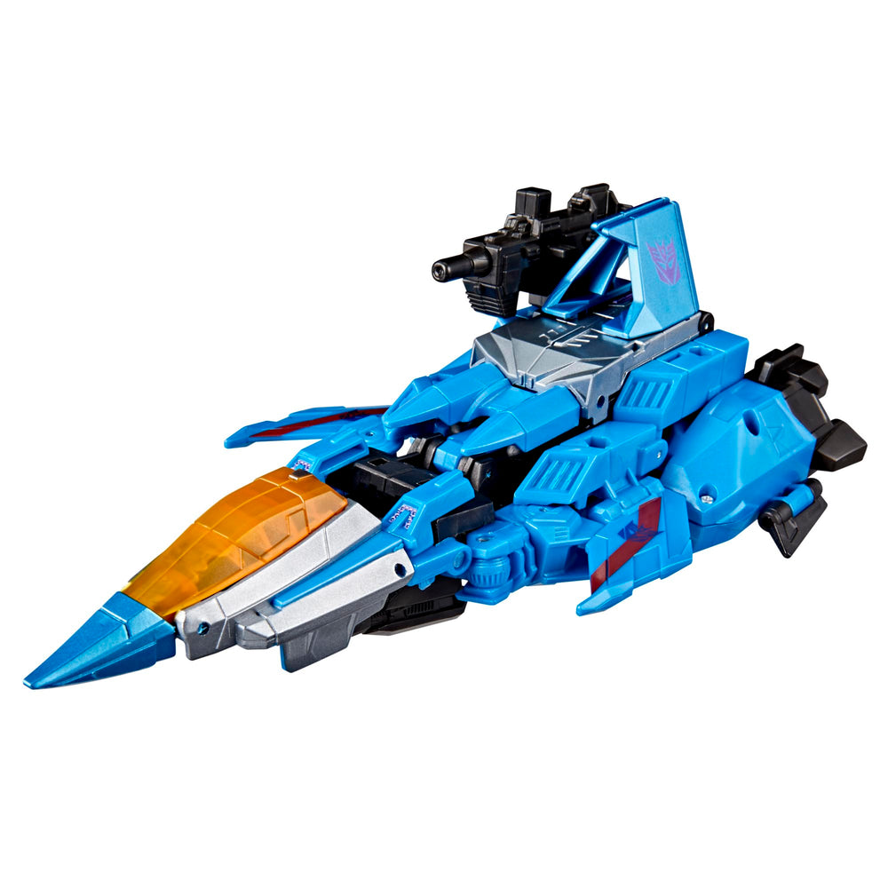 Thundercracker transforms into a Cybertronian tetra jet with 29-step action.