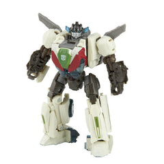 Transformers Wheeljack in robot mode figure with poseable joints for dynamic display.