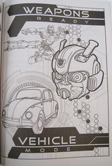 Open spread of Transformrs Bumblebee pages inviting creativity during indoor coloring sessions.