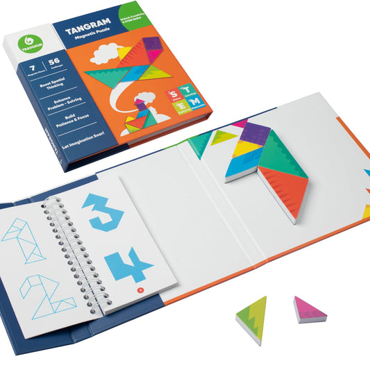 Travofun Travel Tangrams board folded for easy on-the-go play on trips.