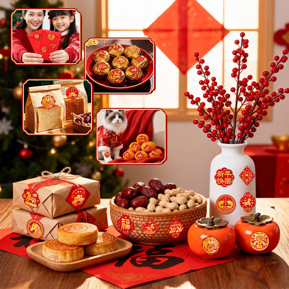 TREACLUB Gift box and bag stickers enhancing festive packaging.