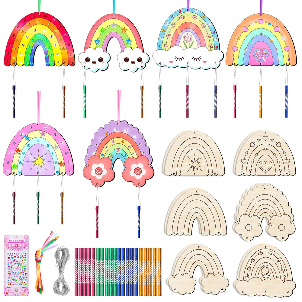 TREACLUB rainbow wooden cutouts for kids crafts and decor
