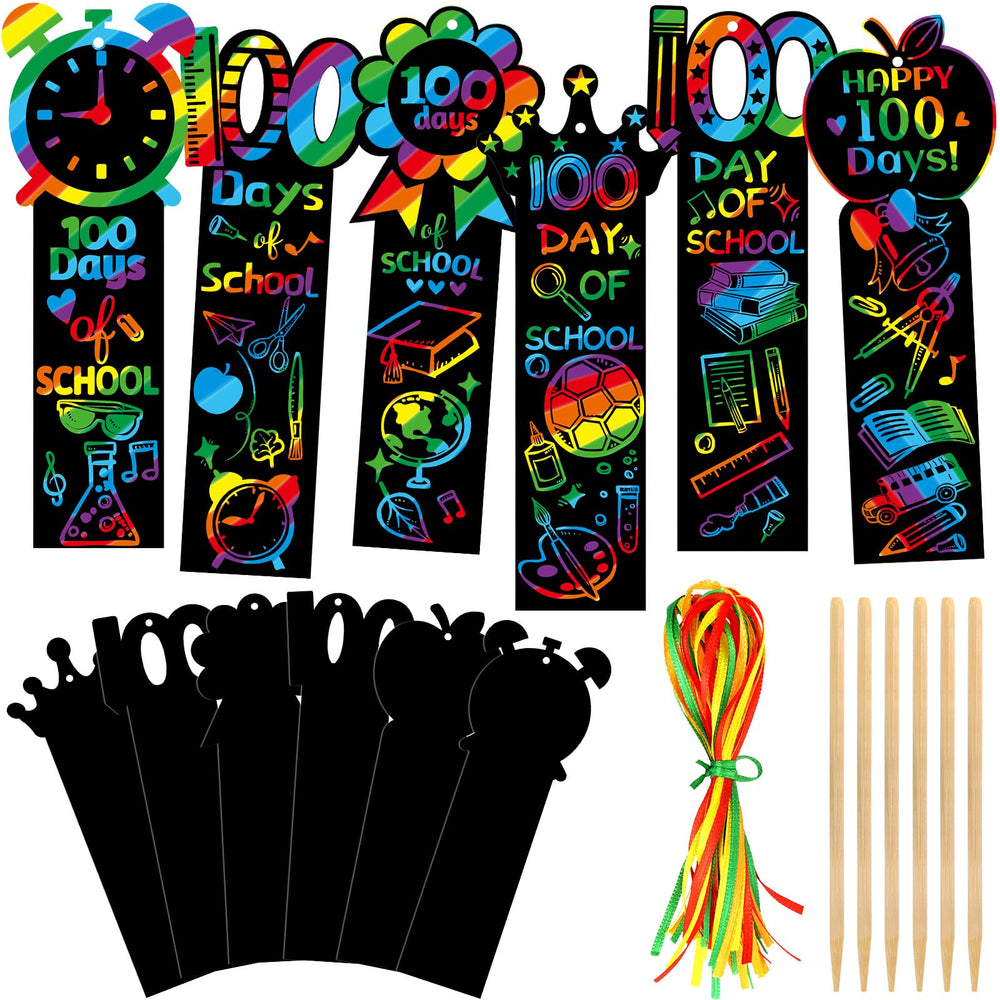 Treasure Cove 100days scratch bookmark design reveals color for classroom celebrations.