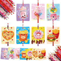 Treasure Cove Valentines card design 2 with pencil, adds bright color to party favors