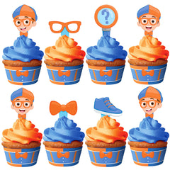 Treasures Gifted Blippi cupcake toppers add quick themed flair to cupcakes.