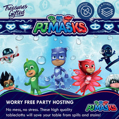 Treasures Gifted PJ Masks tablecloth in large 54x108 inch size for table protection.