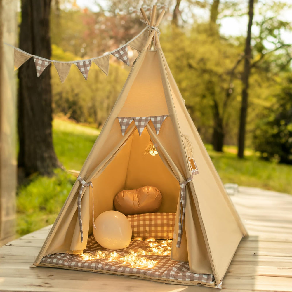 TreeBud teepee tent room decor enhances bedroom corner with charm