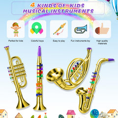 Treela toy trumpet with bright keys supports simple melodies.