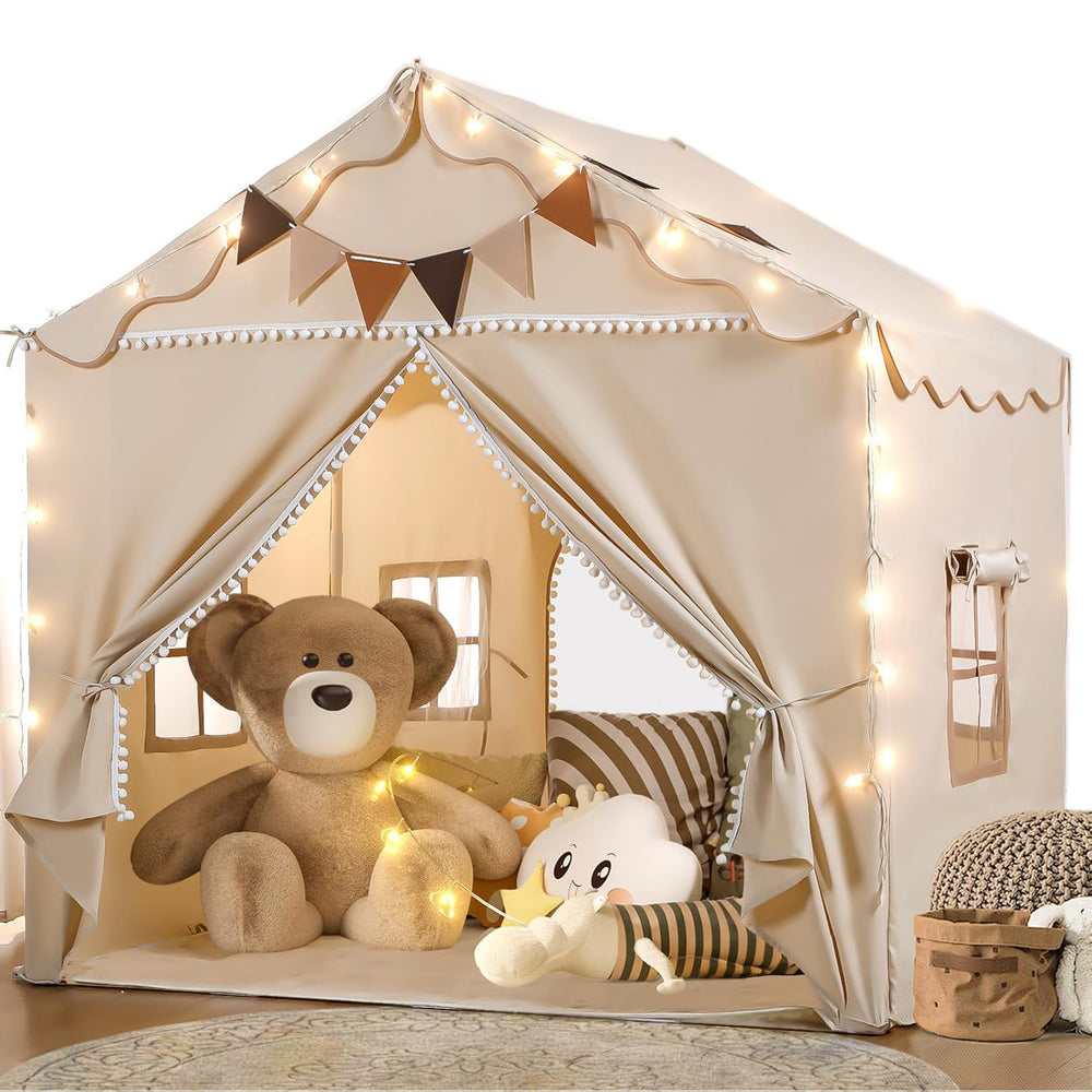 TreeStone play tent with padded mat and light inside creates a cozy kid friendly space