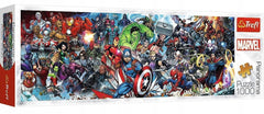 Trefl Marvel Avengers family puzzle time with kids and adults collaborating.