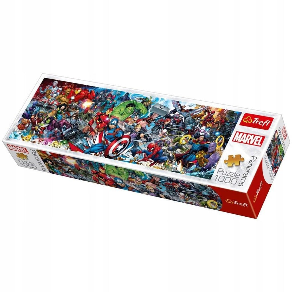 Trefl Marvel Avengers puzzle storage box keeps pieces organized after play.