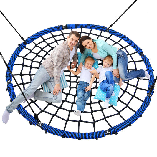 Trekassy 60-inch spider saucer swing being assembled in a backyard for family fun.