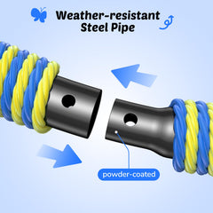Trekassy heavy-duty steel frame provides stable support during play
