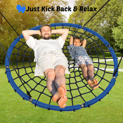 Trekassy outdoor swing setup in a bright backyard setting.