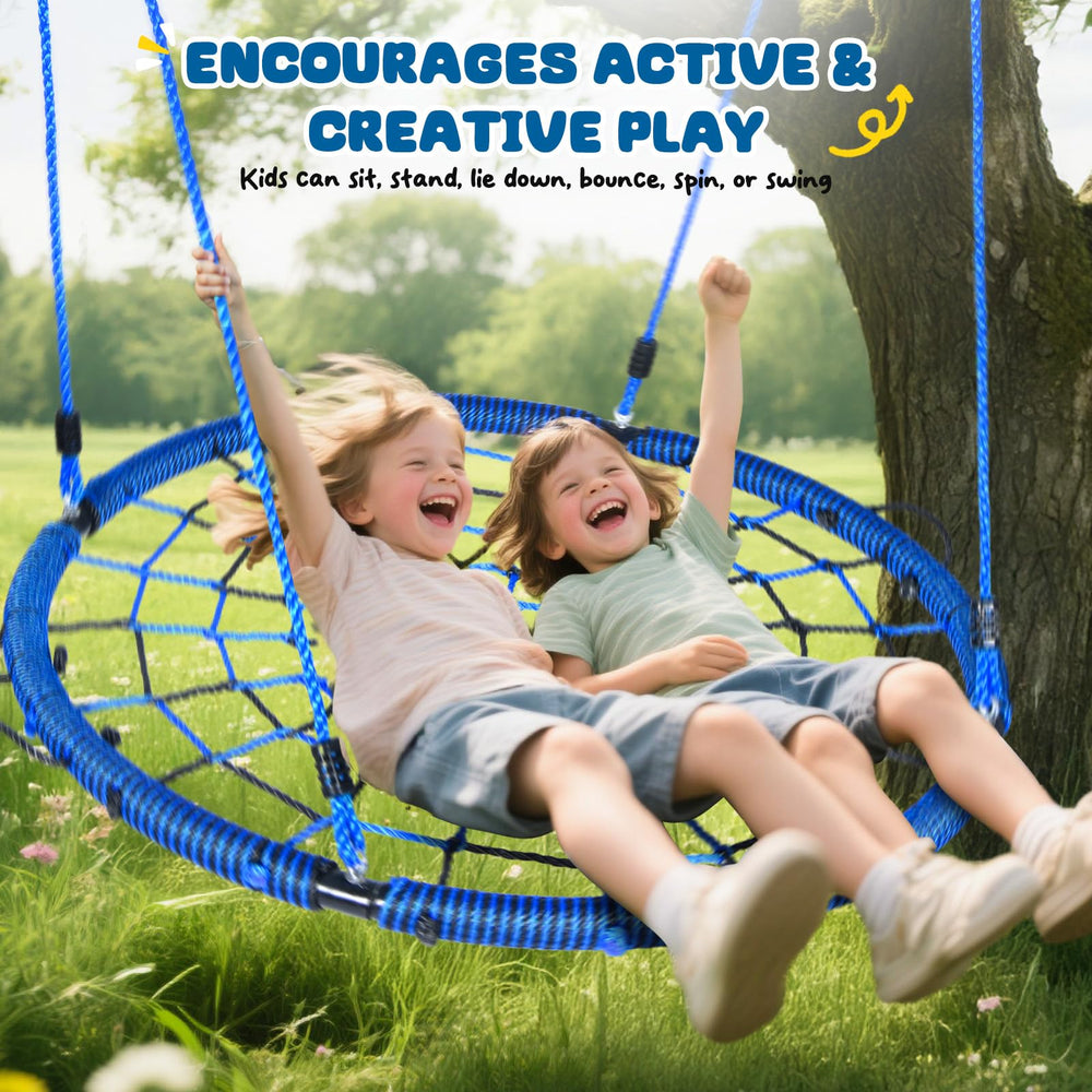 Trekassy tree swing with included straps for quick, tool-free setup.