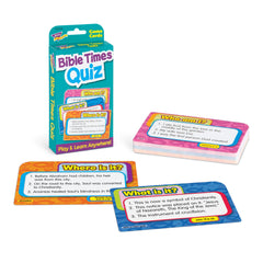Trend Enterprises Bible Times Quiz Challenge Cards back side reveals answers for self-check and discussion.