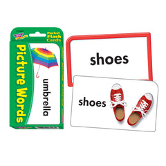 Trend Enterprises Picture Words Pocket Flash Cards back shows written words for practice