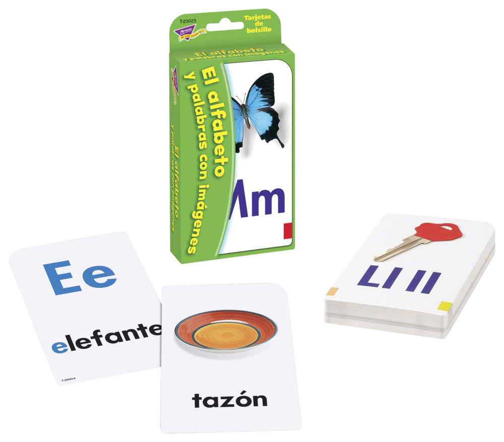 Trend Enterprises Spanish Alphabet Flash Cards pocket-size set fits in bags for learning anywhere.
