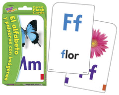 Trend Enterprises Spanish Alphabet Flash Cards two-sided for versatile practice and review.