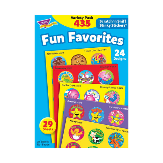 Trend Enterprises Stinky Stickers assortment with 24 designs for rewards and crafts.