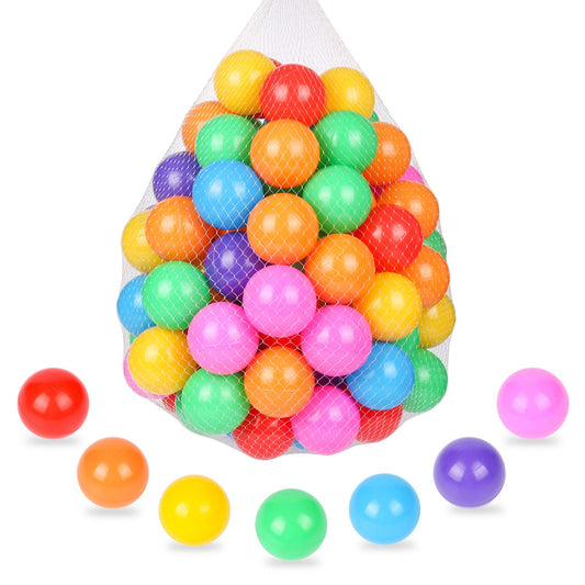 TRENDBOX 50-pc ball pit balls for sensory play with bright colors.