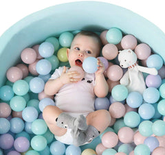 TrendBox ball pit balls in macaron colors for toddlers, inviting safe sensory play at home.