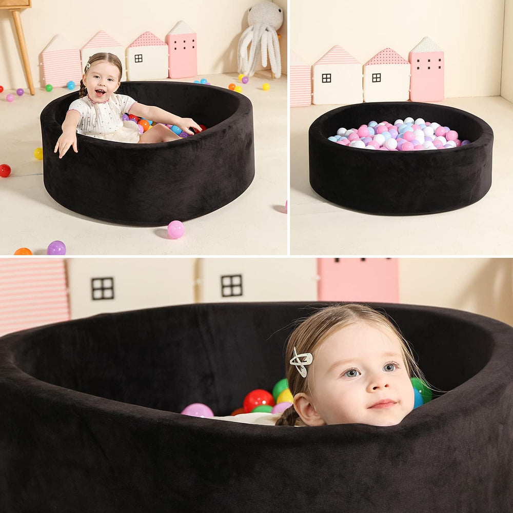 TRENDBOX ball pit measures 35x11 inches for spacious play.