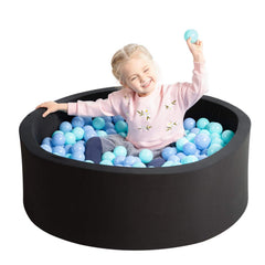 TrendBox ball pit dimensions guide showing child-friendly scale