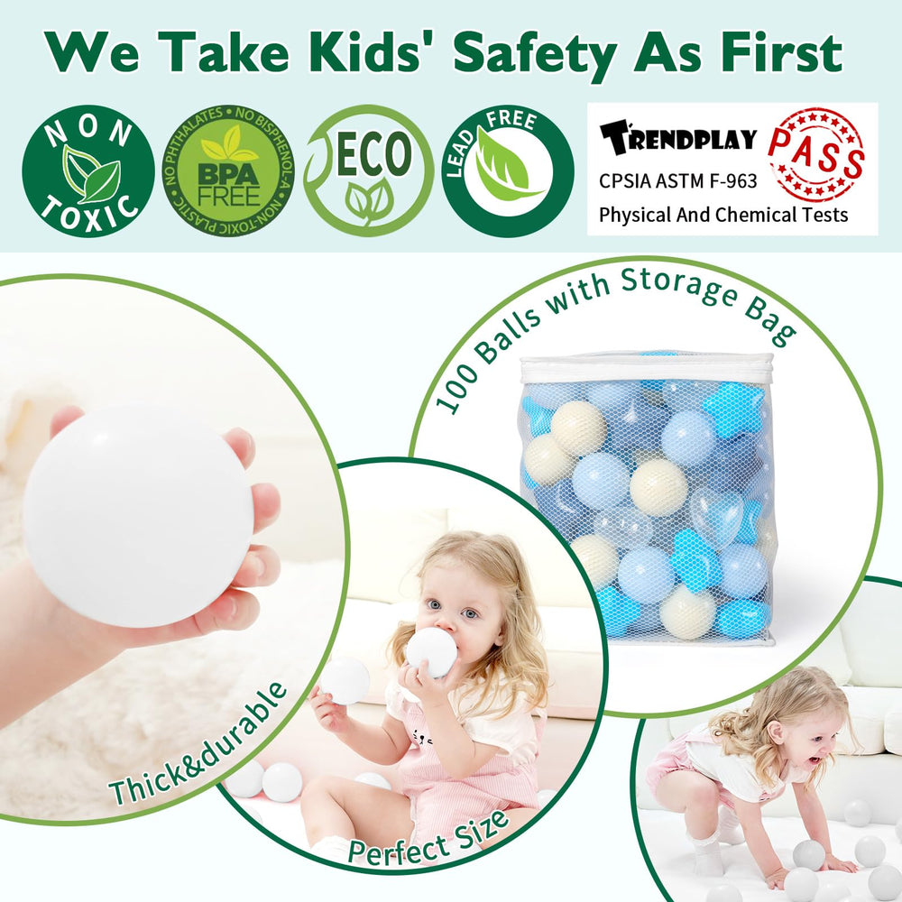 TRENDPLAY round ball pit balls in cream and blue for versatile playtime.