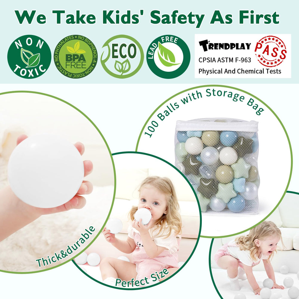 TRENDPLAY Star Ball Pit Balls in creamy green mix for colorful fun.