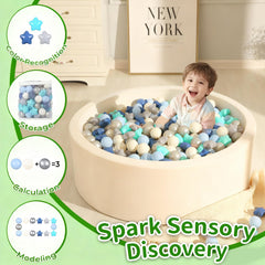 TRENDPLAY packaging 500 pcs highlights easy storage and transport for home or school.