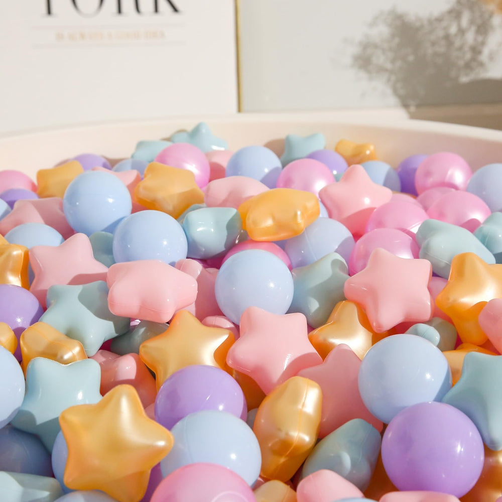 TRENDPLAY star ball pit balls close-up star shape shows durable, non-toxic design.