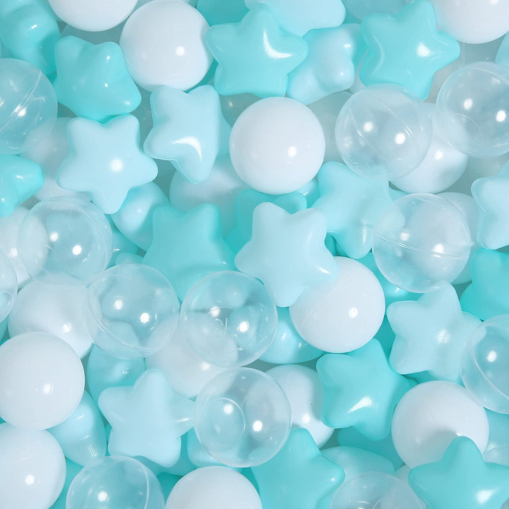 TRENDPLAY Star Ball Pit Balls in green and clear bulk pack for safe, colorful play