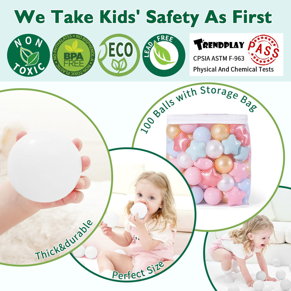 TRENDPLAY two-point-two-inch diameter balls are easy for little hands to grasp.
