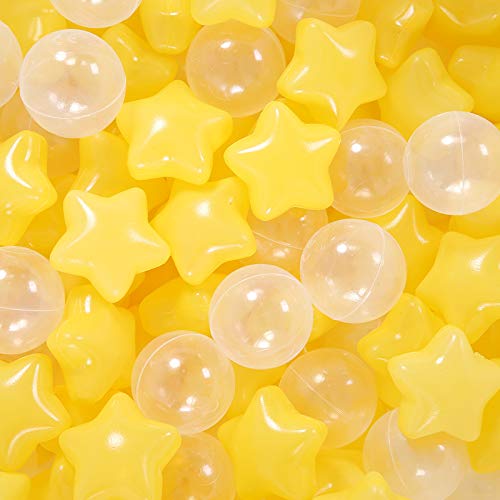 TRENDPLAY star ball pit balls in yellow clear, ideal for safe toddler play and vibrant decor.