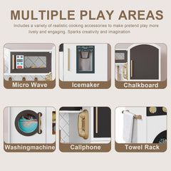 Treocho Play Kitchen white storage compartments keep accessories organized